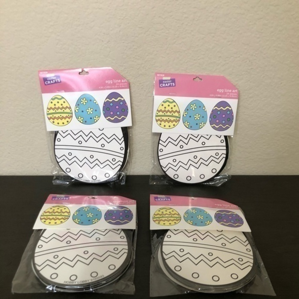 Easter Eggs Crafts 4 Packs Egg Line Art 24 Pieces Each Class Art Project NWT